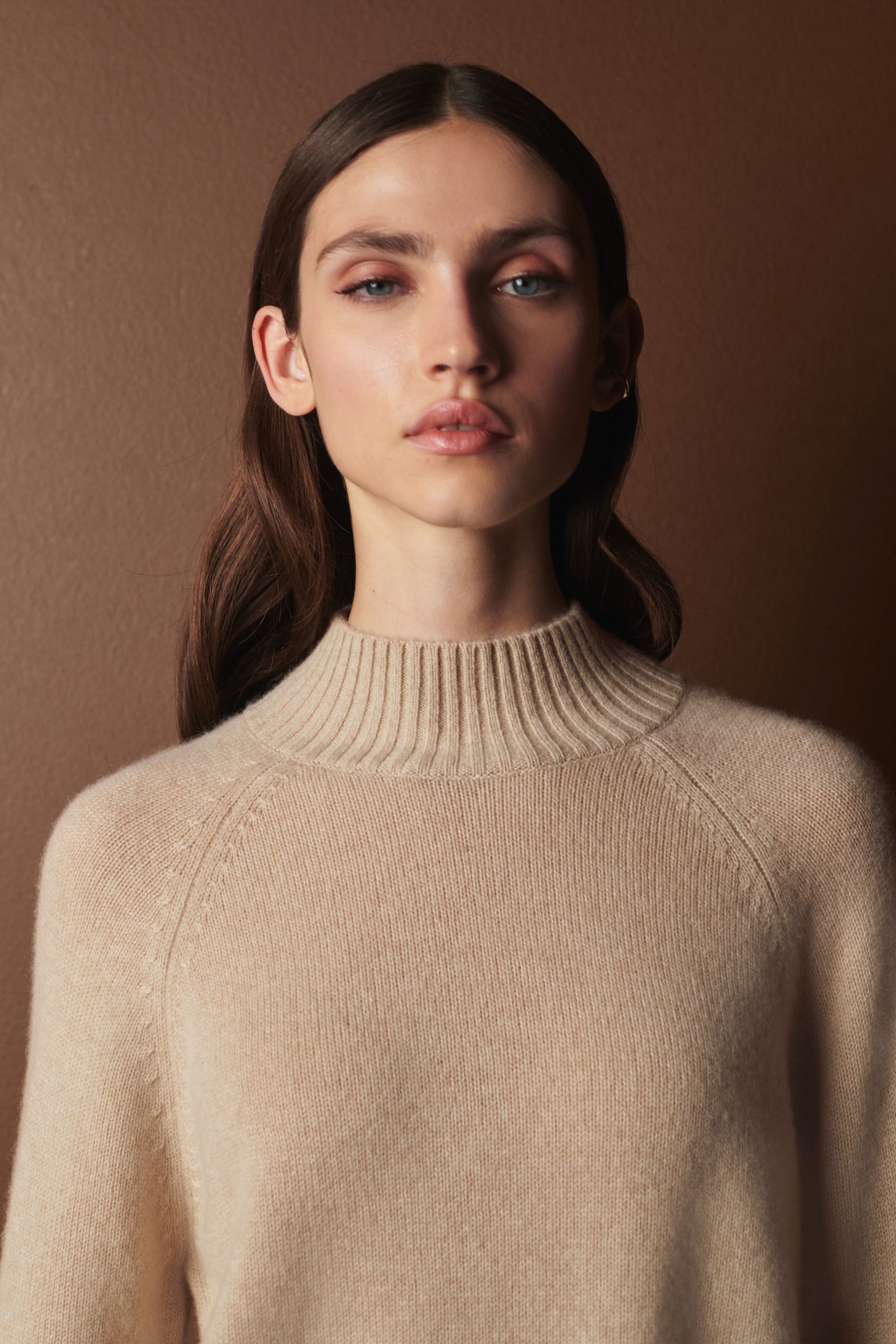 Buy Camel Brown Premium Cashmere Stand Neck Jumper from the Next