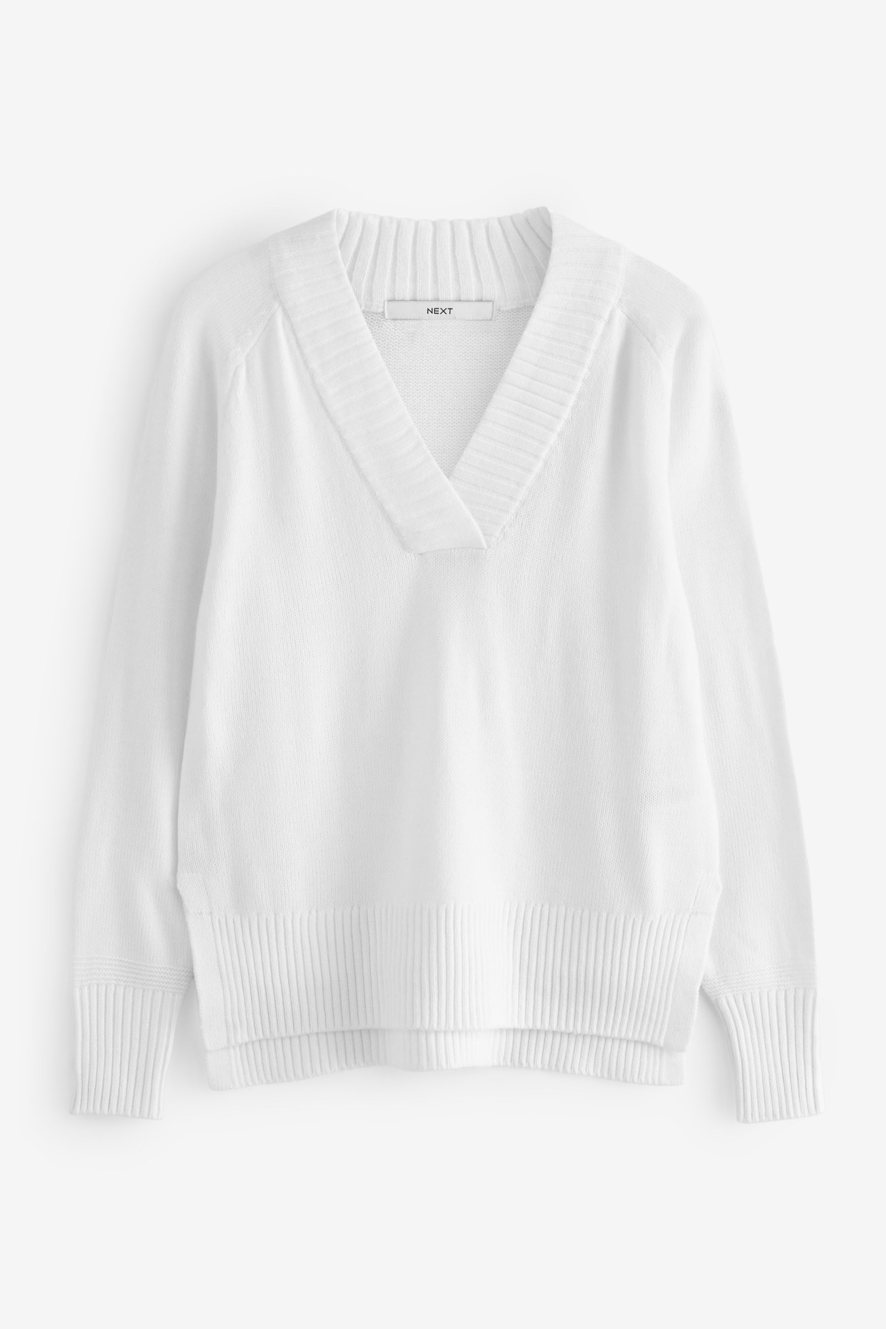 Ecru White Cosy V Neck Jumper
