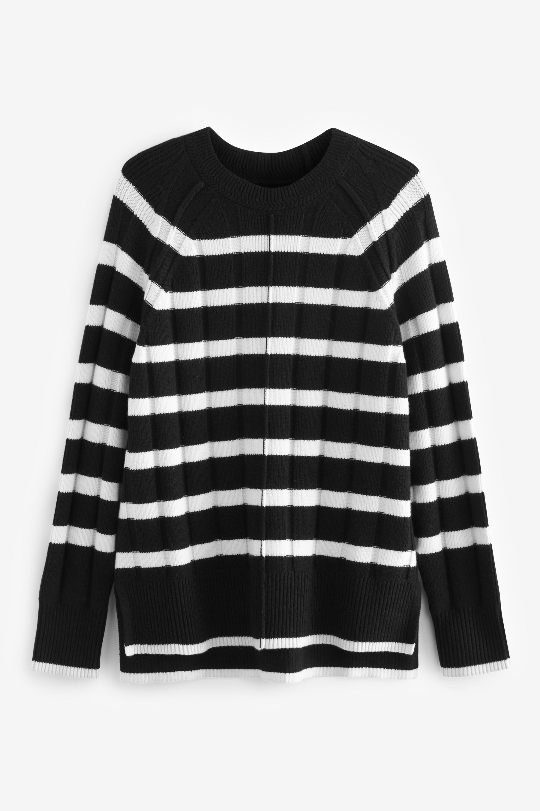 Black and top white striped jumper
