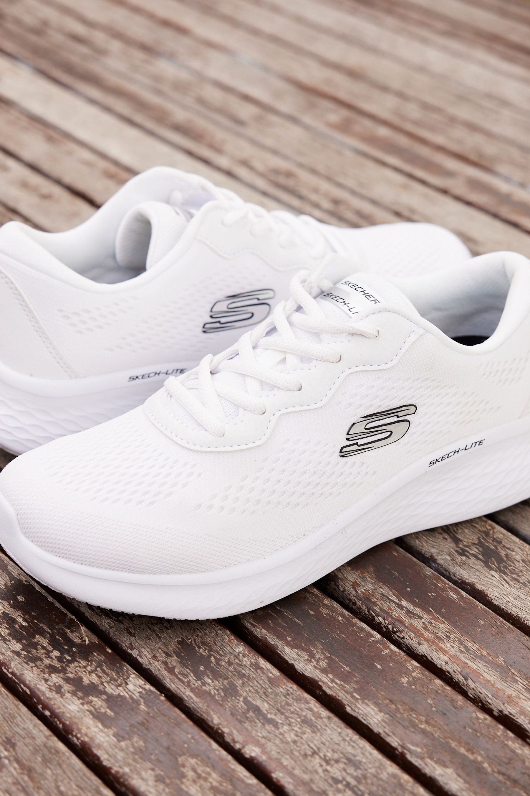 Skechers white trainers sale