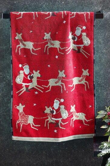 Red Santa Christmas Towels