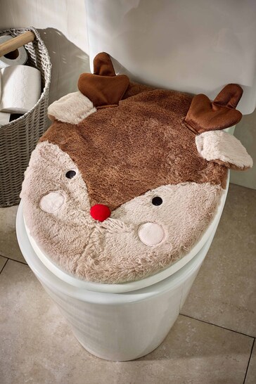 Natural Musical Light Up Reindeer Toilet Seat Cover