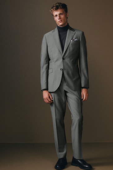 Neutral Slim Fit Signature Barberis Suit: Jacket
