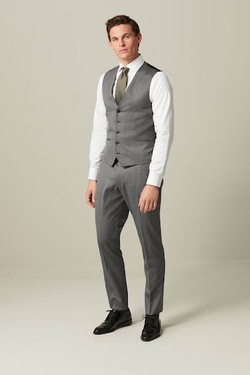Grey Wool Blend Suit Waistcoat