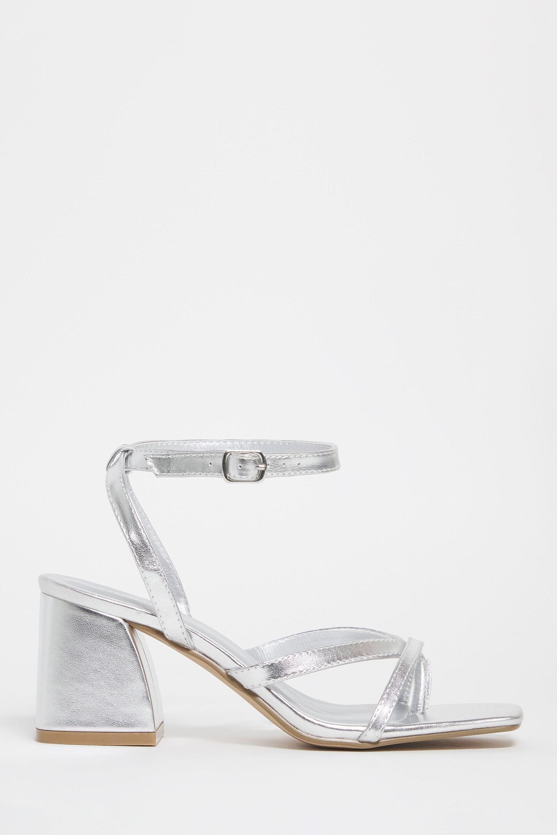 Buy Simply Be Silver Extra Wide Fit Tubular Strappy Sandals from