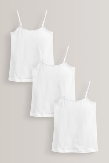 White 3 Pack Elastic Strappy Cami Vests (1.5-16yrs)