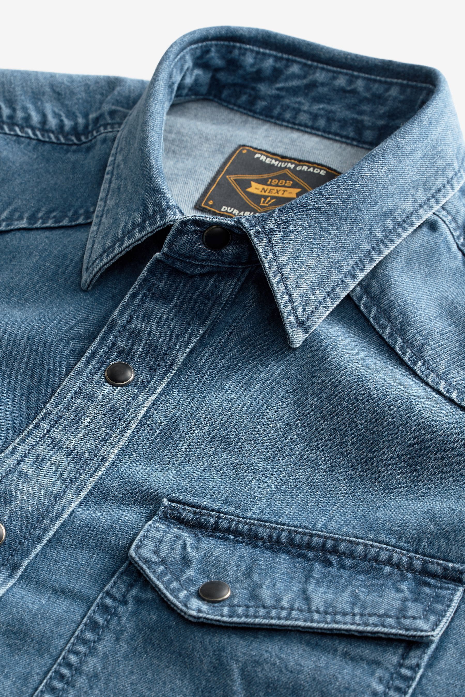 Buy Blue Denim Twin Pocket Long Sleeve Shirt from the Next UK