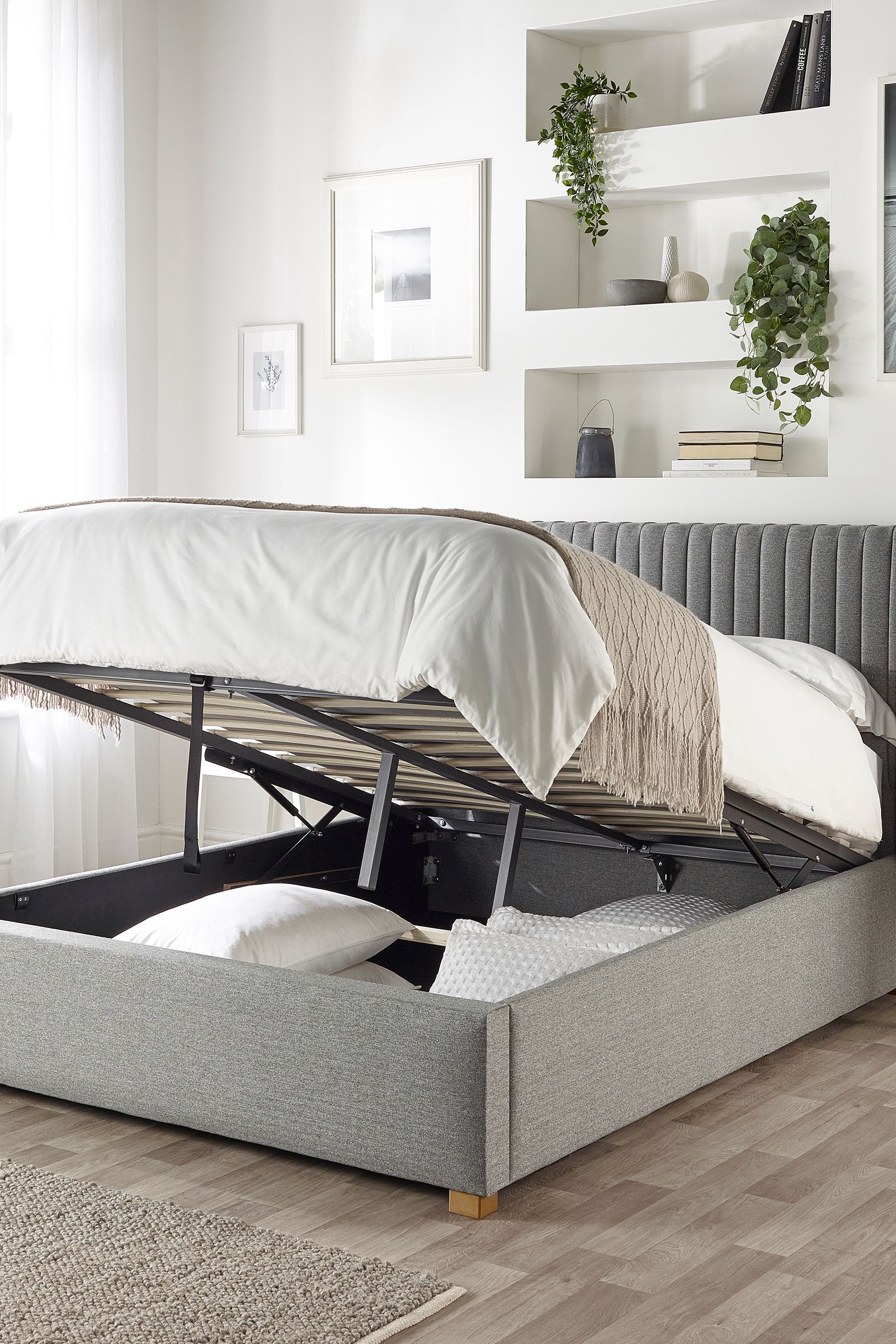 Buy Catherine Lansfield Grey Soho Wing Ottoman Bed from the Next