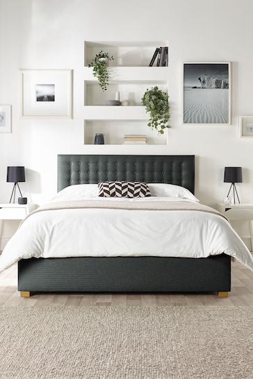 Catherine Lansfield Charcoal Grey Opulence Ottoman Bed