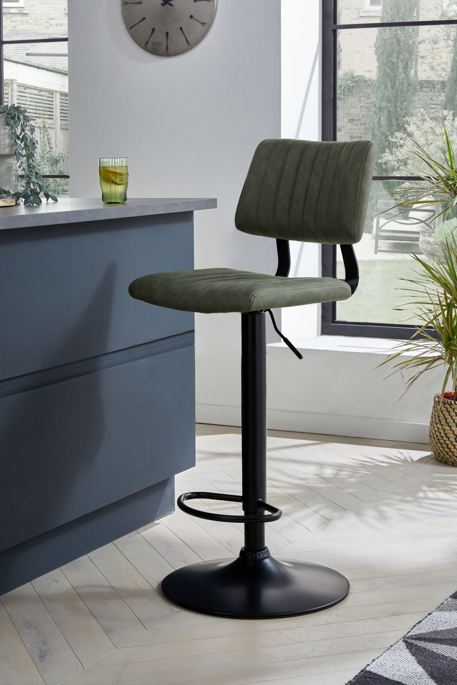 Arona Faux Leather Khaki Green Aiden Bar Stool