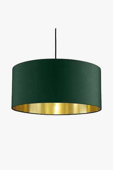 MADE.COM Green and Brushed Brass Oro Pendant Drum Lamp Shade