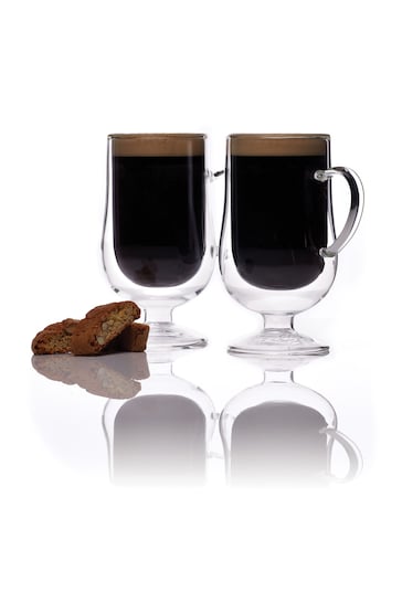 La Cafetière Set of 2 Clear Double Walled Irish Coffee Glasses