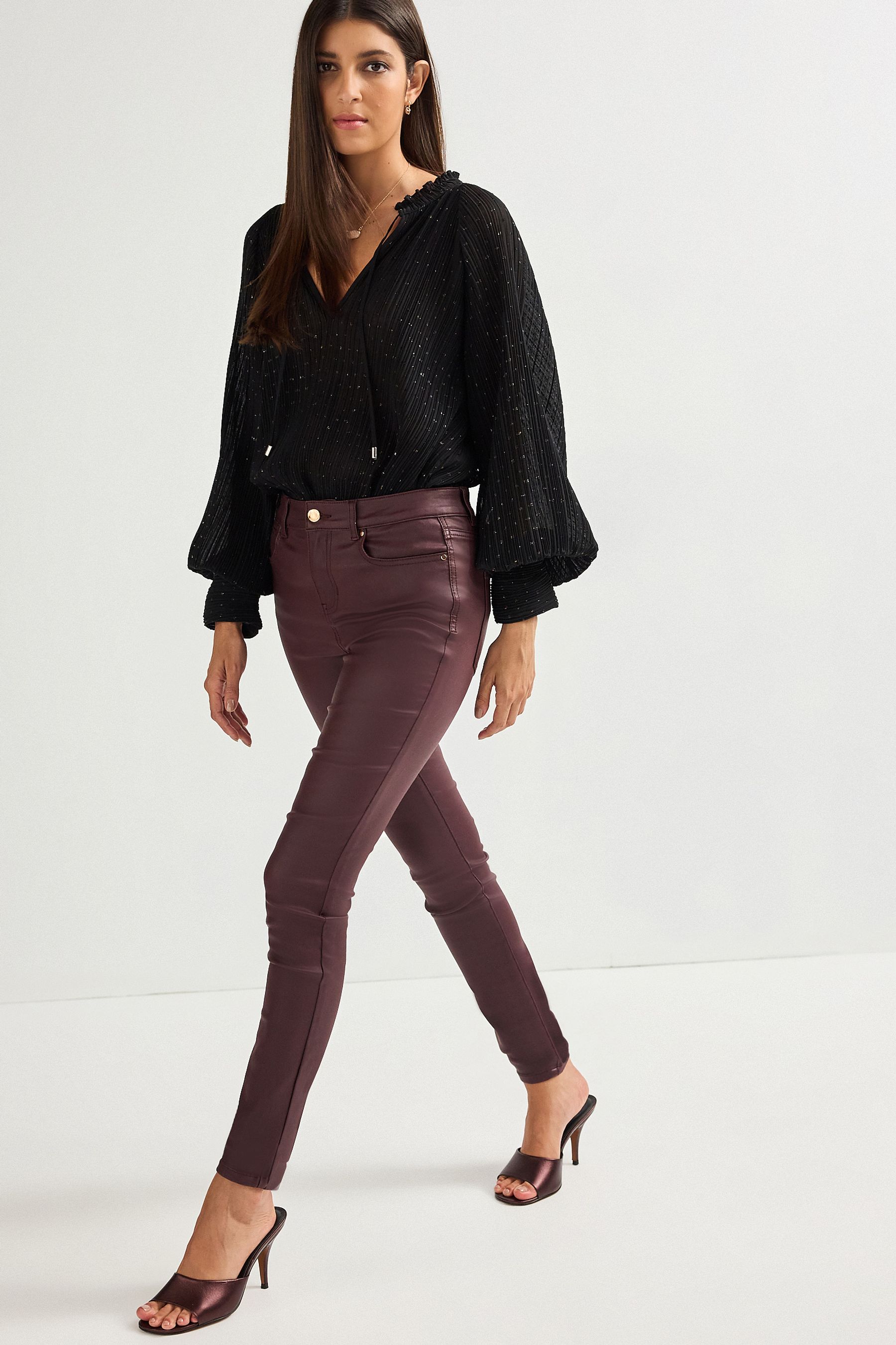 Red coated jeans sale