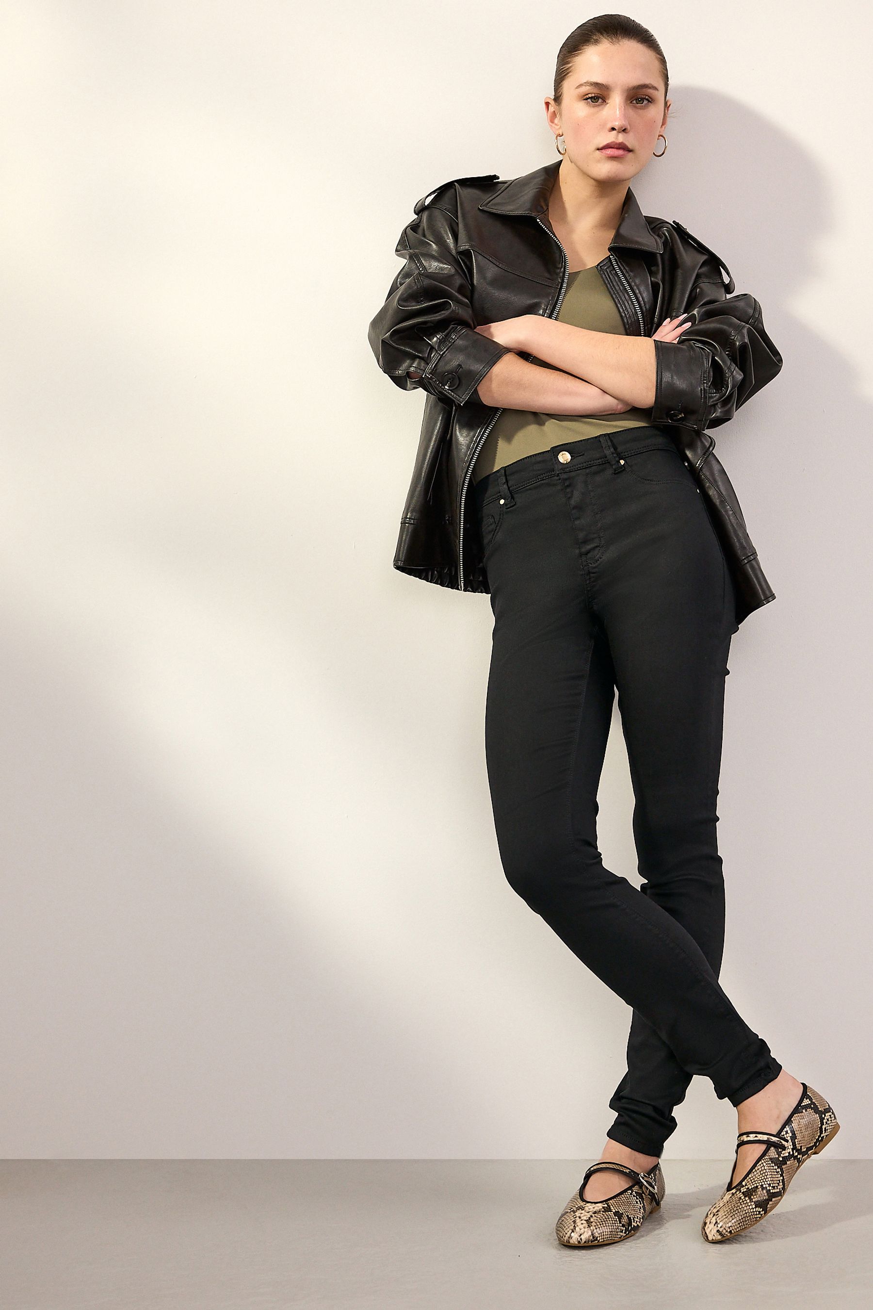 Buy Black Power Stretch Denim Leggings from the Next UK online shop