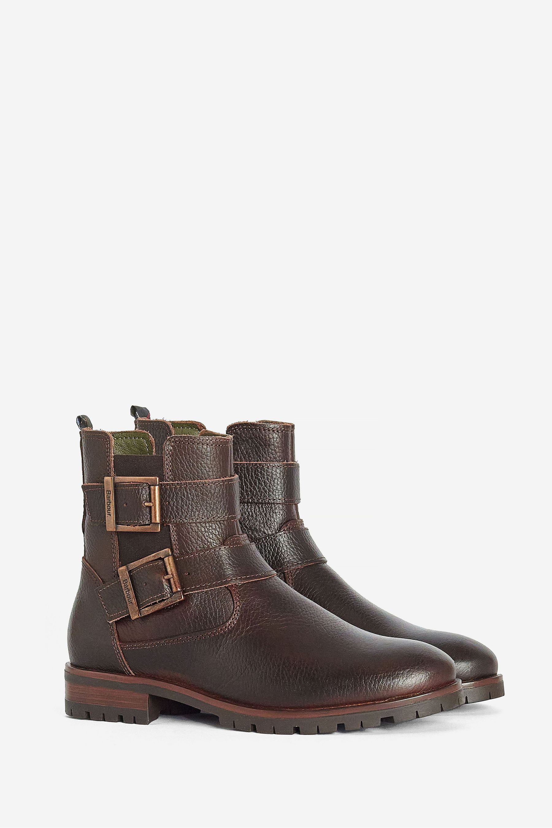 Buy Barbour Dark Brown Marina Double Buckle Ankle Boots from the