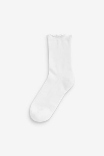 White Frill Top Cushion Sole Ankle Socks 4 Pack