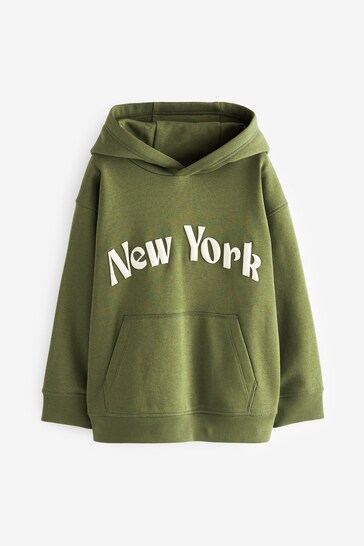 Khaki Green New York Graphic Hoodie (3-16yrs)