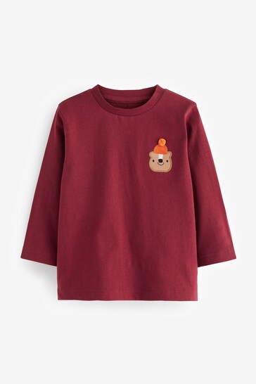 Berry Red Bear Long Sleeve Character T-Shirt (3mths-7yrs)