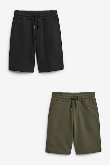 2PK Black/Khaki 2 Pack Basic Jersey Shorts (3-16yrs)