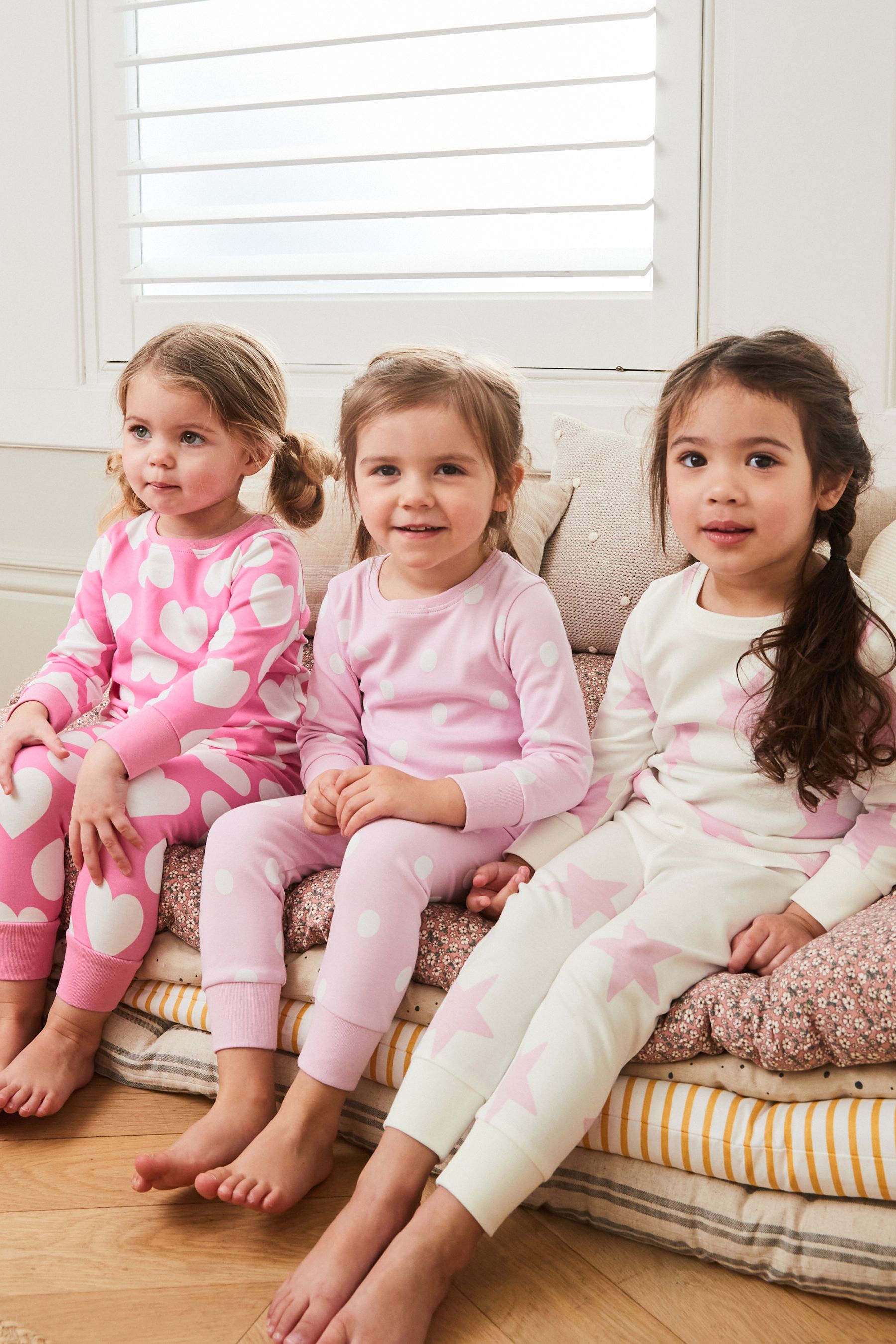 Buy Pink White Heart Spot And Star Pyjamas 3 Pack 9mths 12yrs