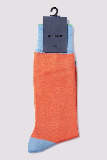 Duchamp Mens Orange Heel Toe Socks