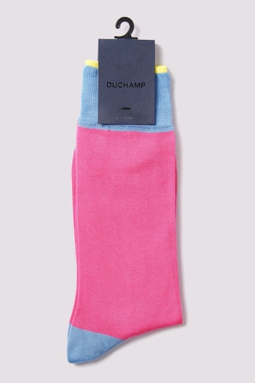 Duchamp Mens Pink Heel Toe Socks