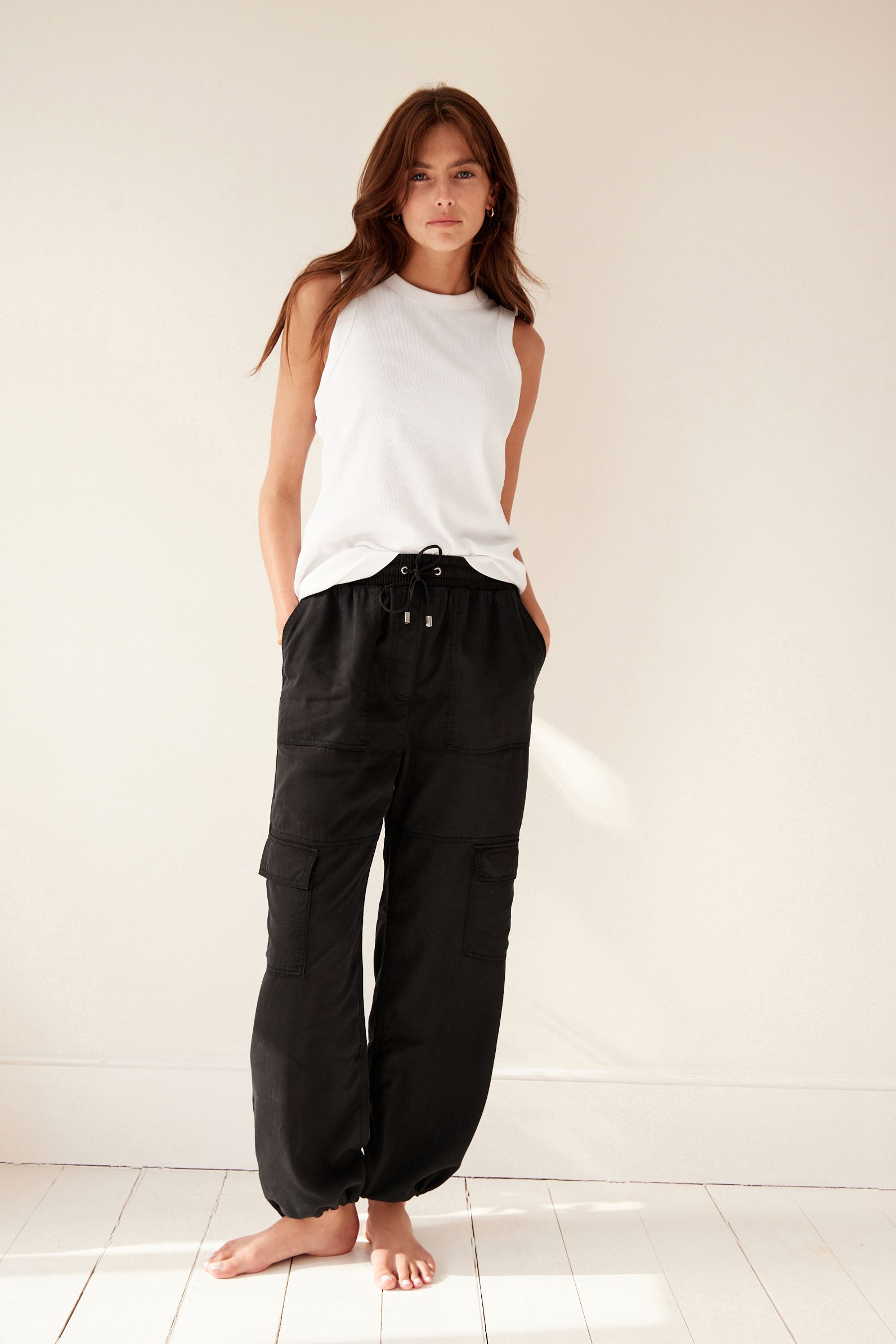 Black Cargo Combat Trousers