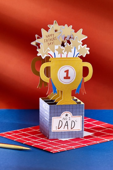 Blue Father's Day Pop Up Trophy Card