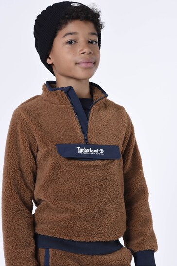 Timberland Borg Fleece Logo Brown Sweatshirt