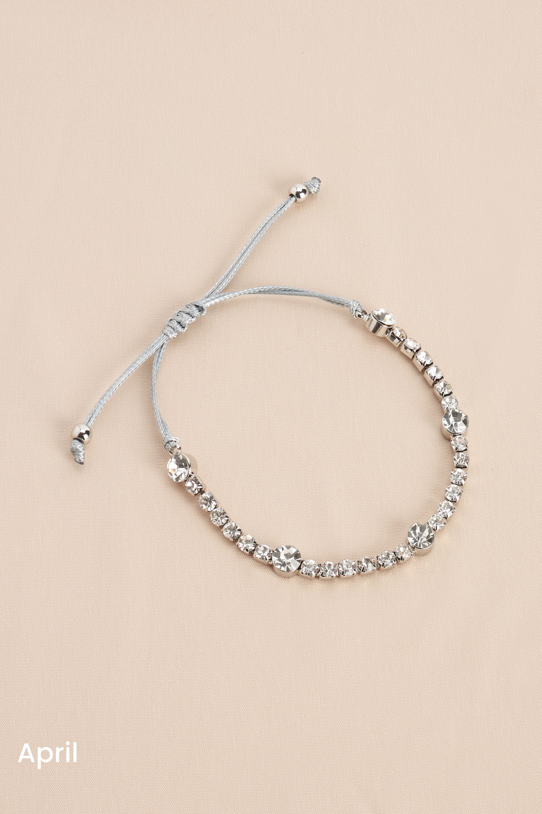 Buy Silver Plated Birthstone Cupchain Sparkle Pully Bracelet from