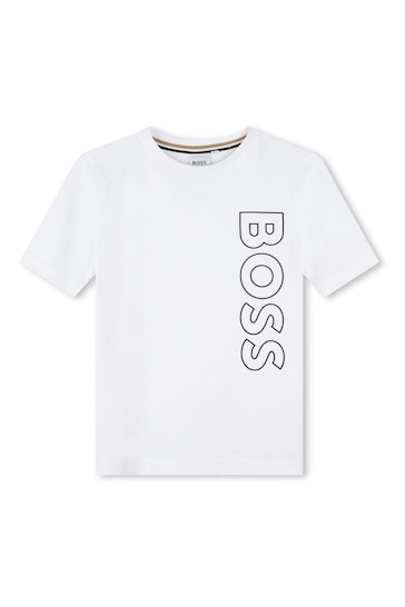 BOSS White Vertical Logo T-Shirt