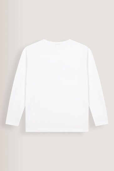 BOSS White Logo Long Sleeve T-Shirt
