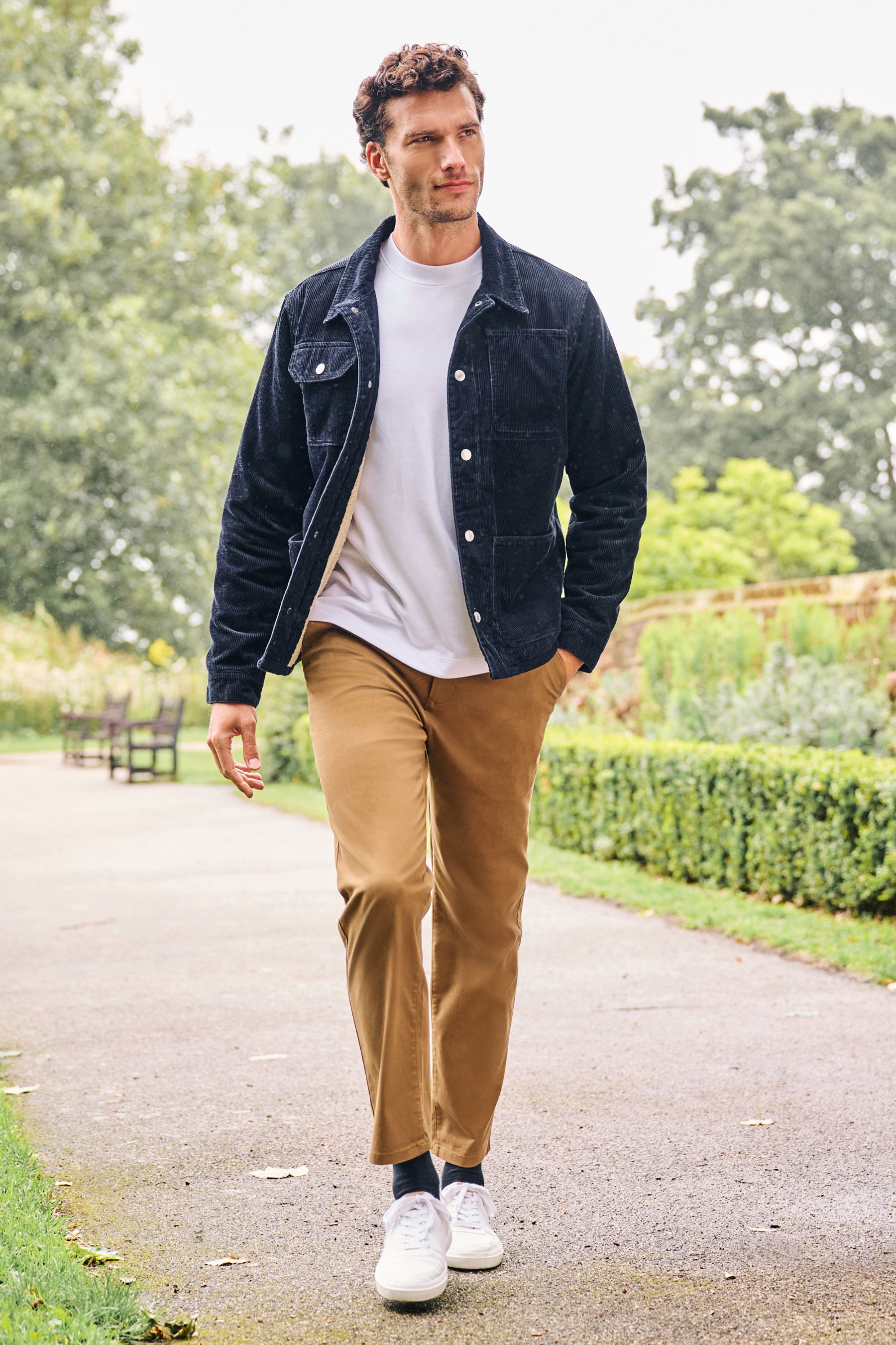 Buy Navy Blue Borg Lined Corduroy Worker Jacket from the Next UK