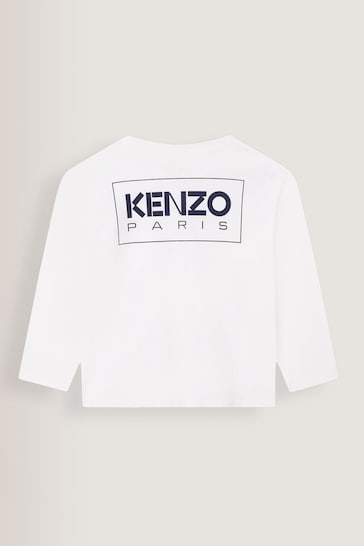 KENZO KIDS White Chest Logo Long Sleeve T-Shirt