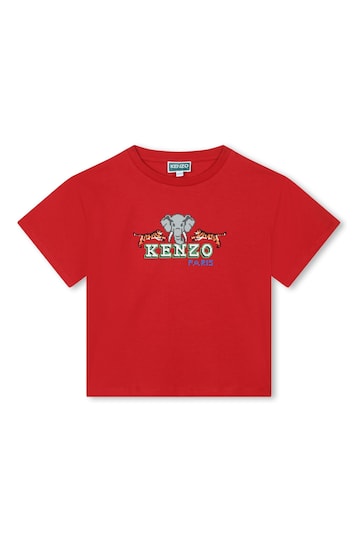Kenzo Kids Red Elephant Logo T-Shirt