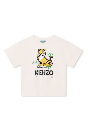 KENZO KIDS White Tiger Logo T-Shirt