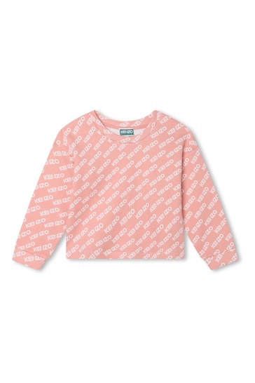 Kenzo Kids Pink All Over Logo Sweatshirt
