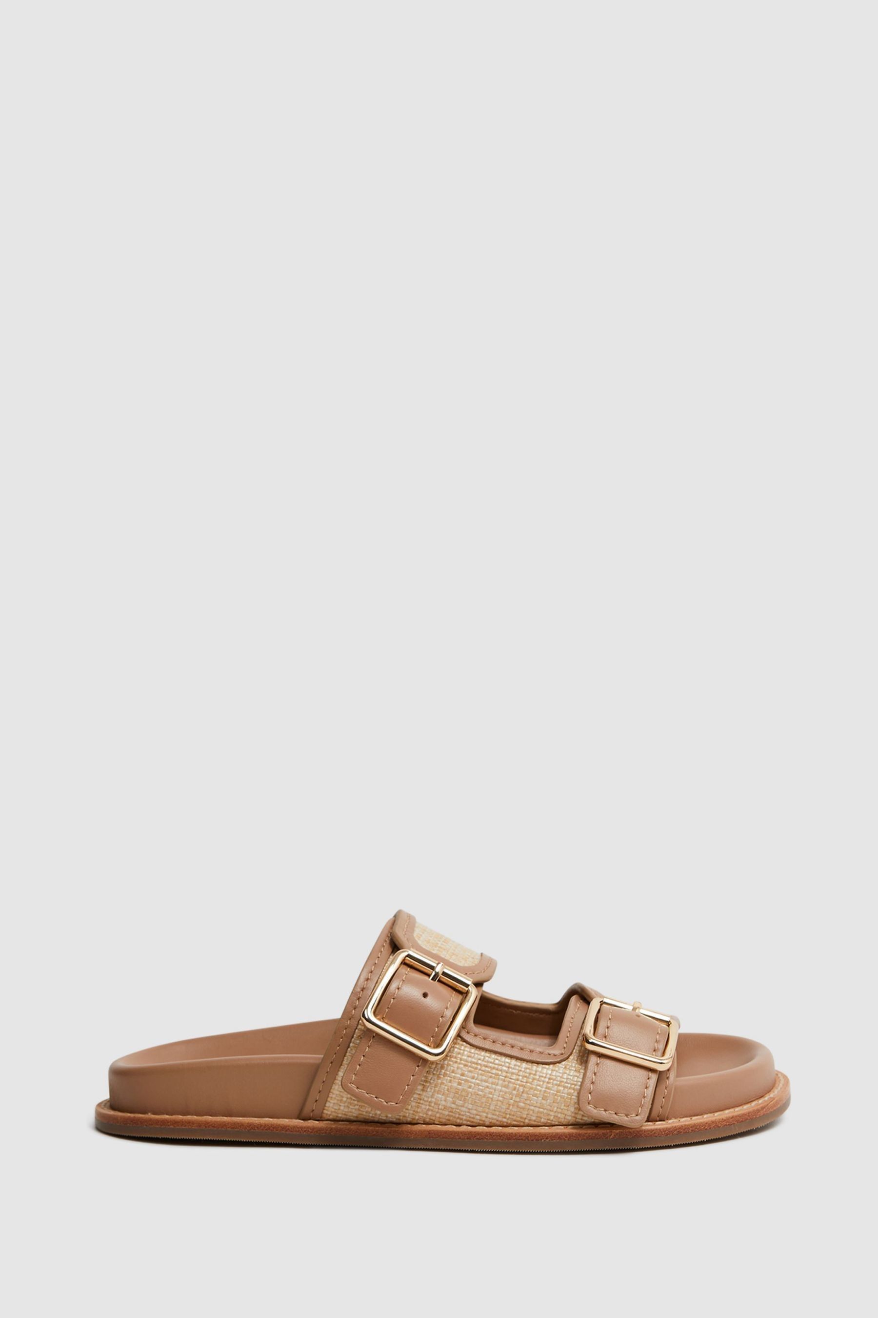 Buy Reiss Natural Ezra Raffia Leather Sliders from the Next UK online shop