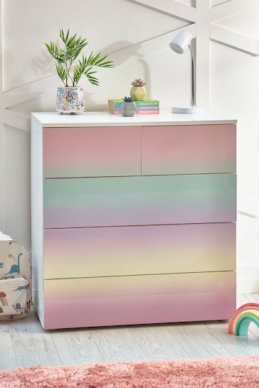 Multi Ombre Kids Gloss 5 Drawer Chest Of Drawers