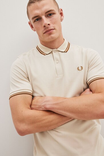 Fred Perry Mens Twin Tipped Polo Blu Shirt
