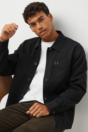 Fred Perry Black Twill Shacket Overshirt