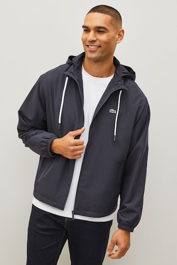 Lacoste Navy Water-Resistant Sports Jacket with Removeble Hood