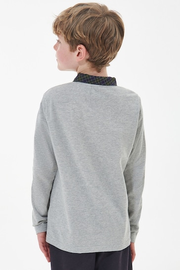 Barbour® Grey Hector Long Sleeve Boys Polo Shirt