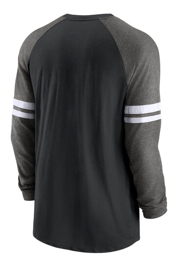 Nike Black NFL Fanatics Carolina Panthers Dri-Fit Cotton Long Sleeve Raglan T-Shirt