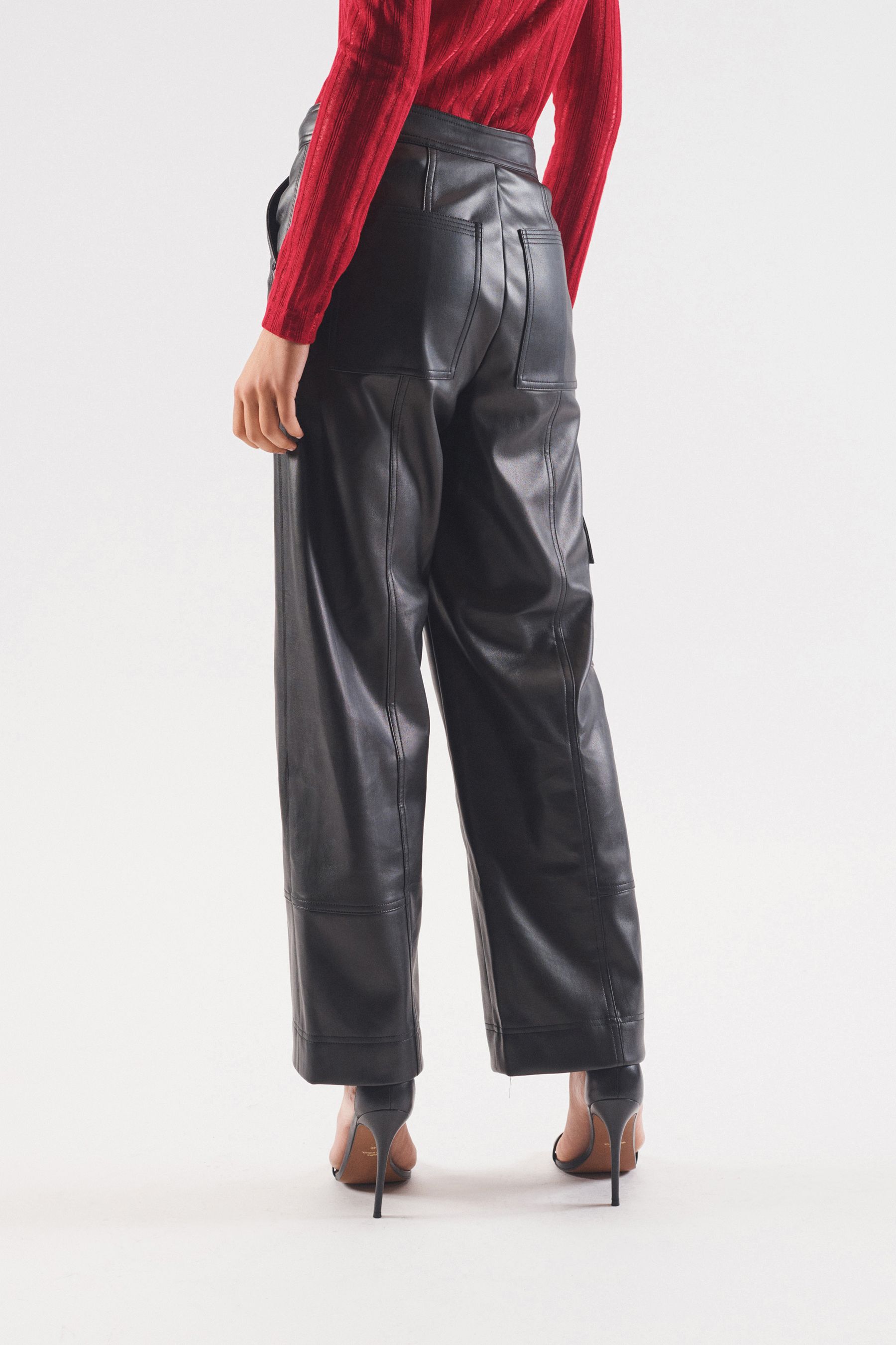 Buy Black Faux Leather PU Cargo Trousers from the Next UK online shop