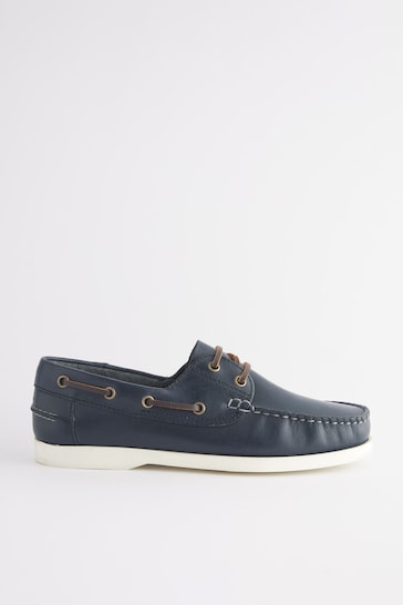 Navy Blue Wide Fit Classic Boat Shoes