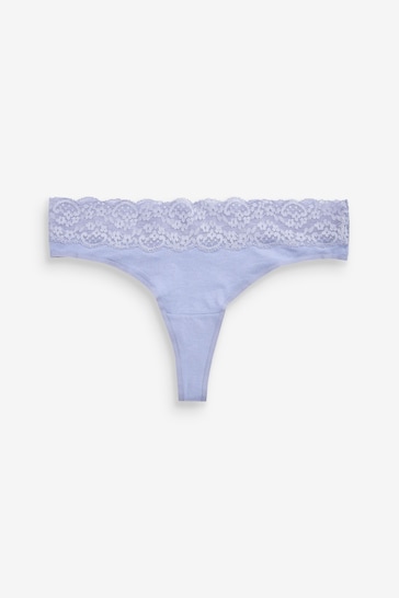 Pink/Purple/Cream Thong Cotton and Lace Knickers 4 Pack