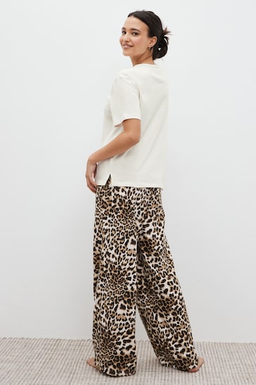 Tan Brown Leopard Cotton Pyjamas