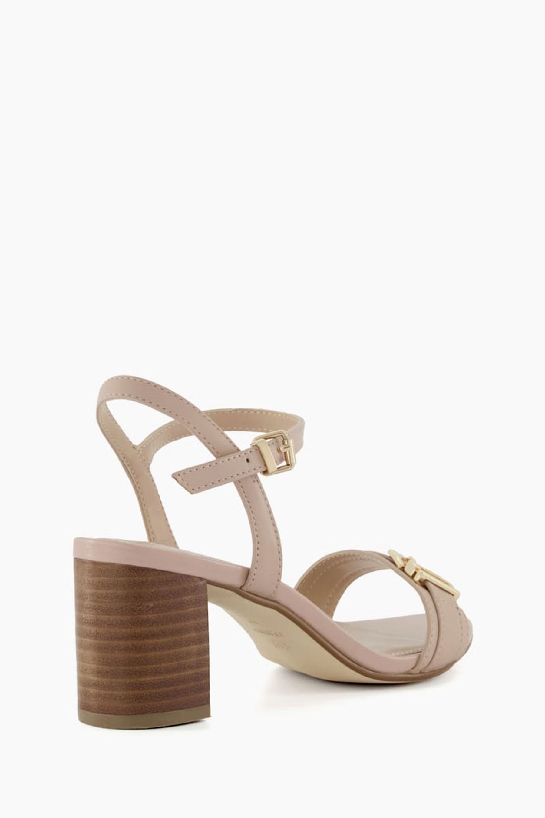 Dune London Jessie Branded Buckle Block Sandals