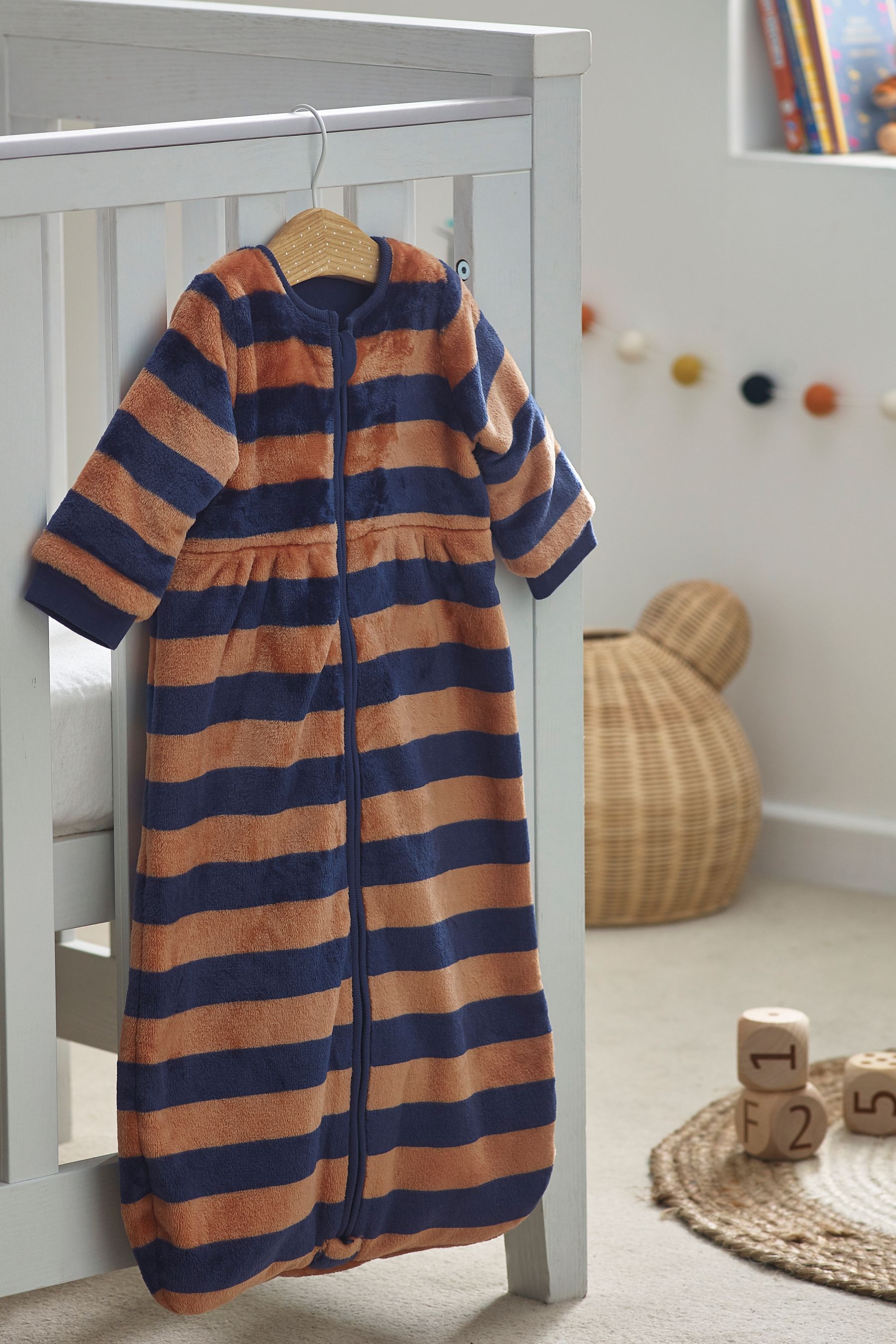 Buy Navy Blue Stripe Baby Supersoft Fleece 2.5 Tog Sleep Bag from